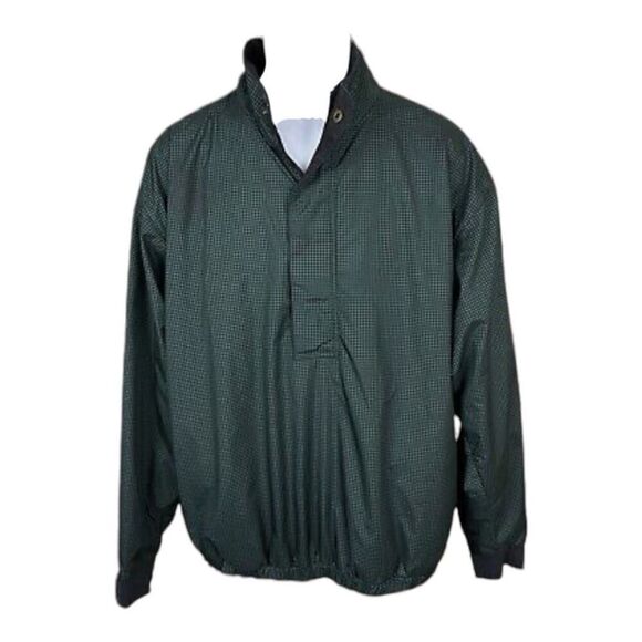 DryJoys by FootJoy Green Houndstooth 1/2 Zip Rain, Wind Golf Jacket L New - Picture 1 of 8